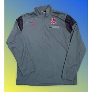 Nike Boston Red Sox Quarter Zip Pullover Mens Large MLB Gray Jacket Baseball Gym